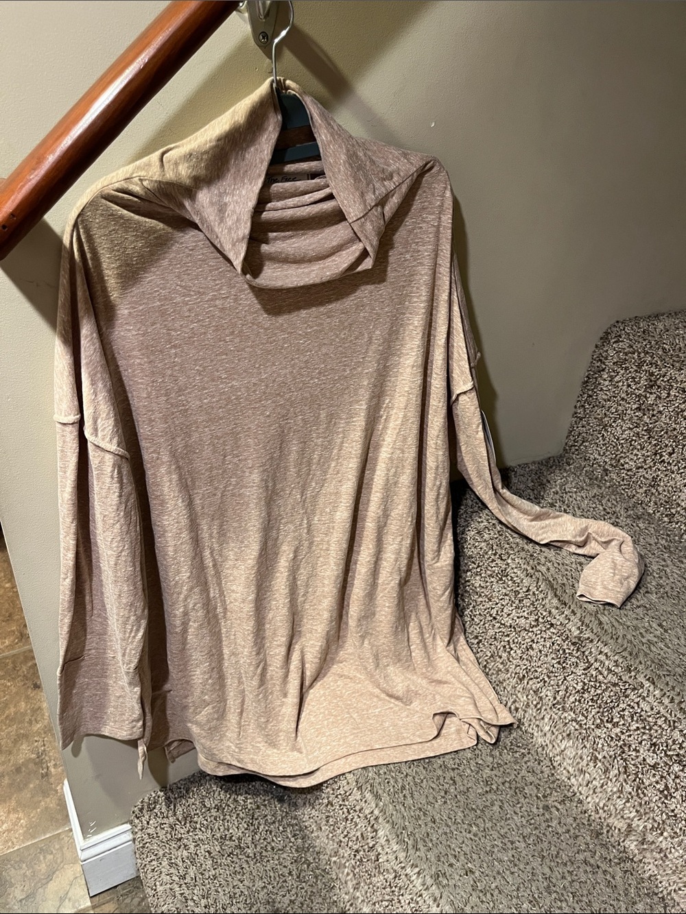 Free People Soft Beige Cowl-Neck Tunic